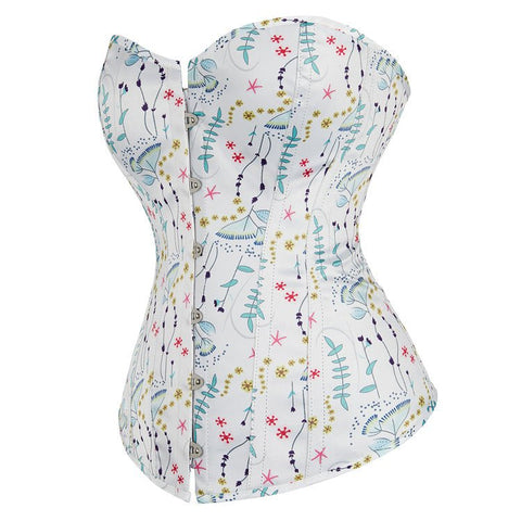 Emily British - Style Printed White Corset Bustier Top Fashion Little Dress - Cosplay Costume - Coscosmos