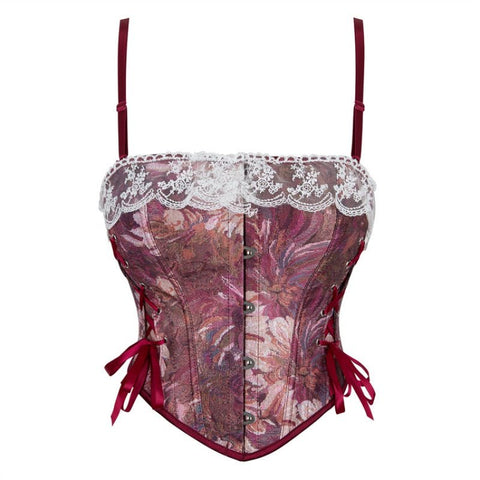 Emily New Double Strap Dark Green & Burgundy Women's Bustier Corset Dress - Cosplay Costume - Coscosmos