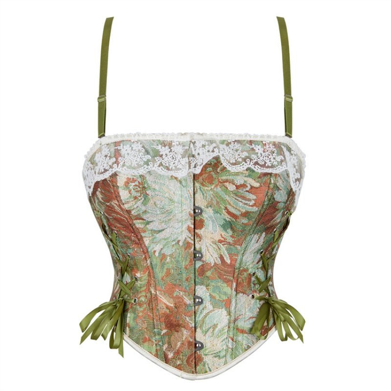 Emily New Double Strap Dark Green & Burgundy Women's Bustier Corset Dress - Cosplay Costume - Coscosmos