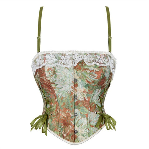 Emily New Double Strap Dark Green & Burgundy Women's Bustier Corset Dress - Cosplay Costume - Coscosmos