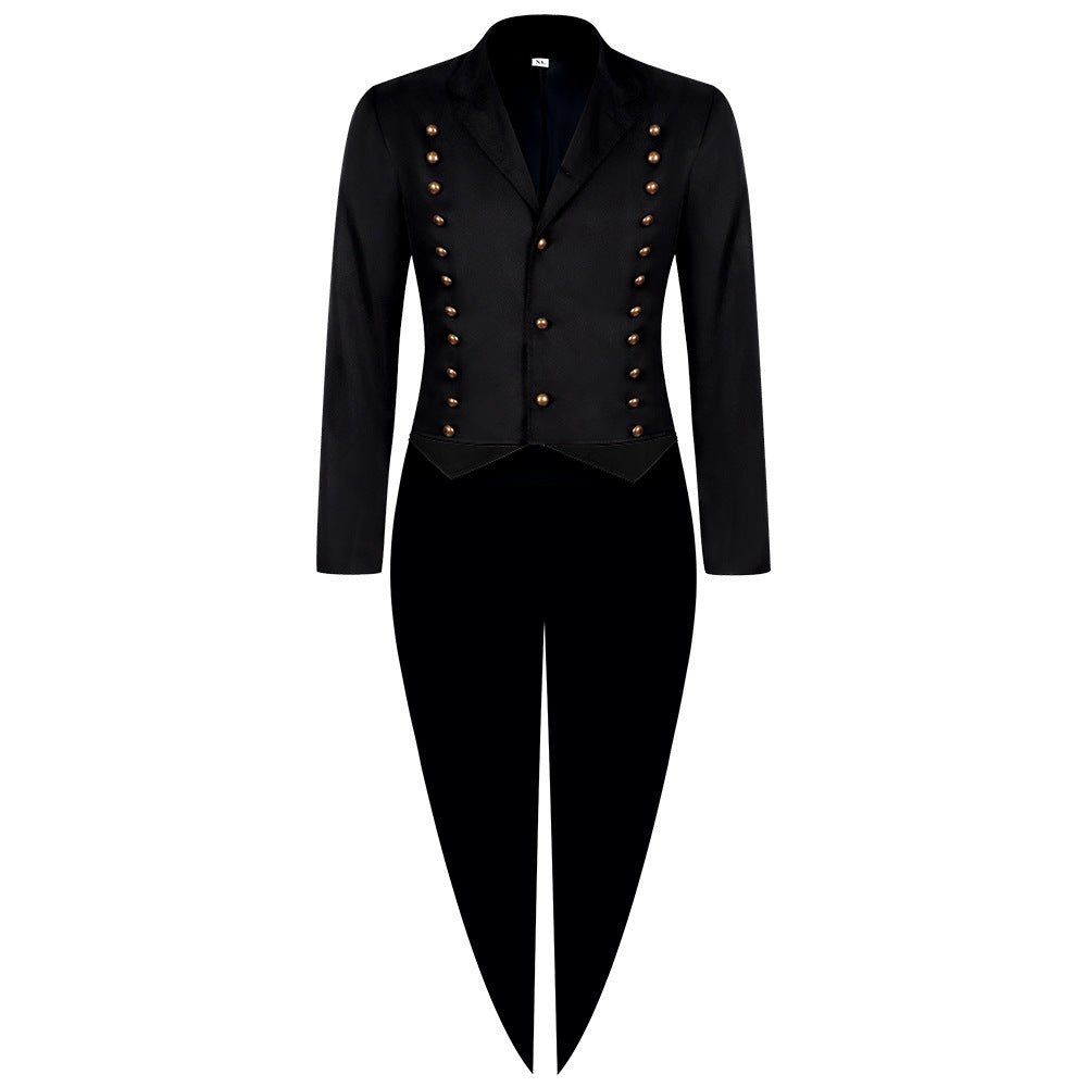 European and American Medieval Foreign Trade Men's Gothic Suit Stage Performance Costume Retro Long Tail Coat - Coscosmos