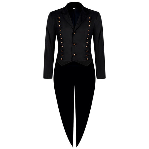 European and American Medieval Foreign Trade Men's Gothic Suit Stage Performance Costume Retro Long Tail Coat - Coscosmos