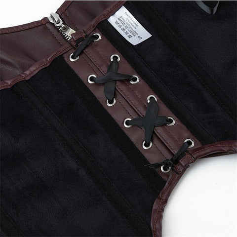 European and American Motorcycle Uniform New PU Leather Halter Zip - Up Women's Corset Top Sleeveless - Coscosmos