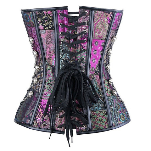 European Gothic Colorful Bustier Corset Steampunk Waist - Cinching Top for Cosplay - Coscosmos