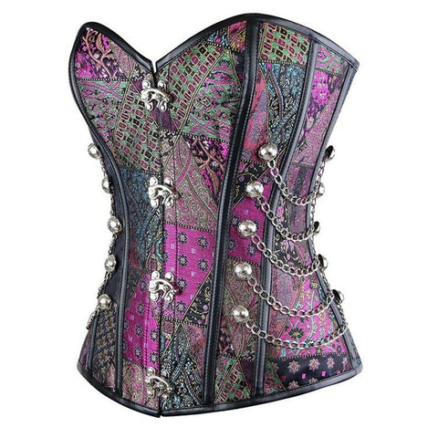 European Gothic Colorful Bustier Corset Steampunk Waist - Cinching Top for Cosplay - Coscosmos