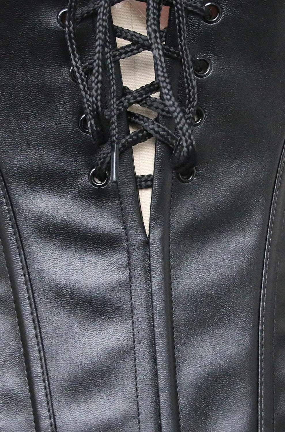 European Medieval Gothic Lace Leather Corset Bodysuit - Authentic Cosplay Costume - Coscosmos