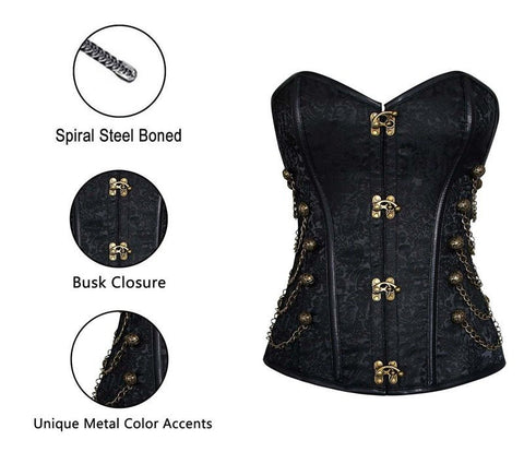 European Medieval Ornate Brocade Gothic Lock Corset - Elegant Gothic Revival Corset for Cosplay - Coscosmos