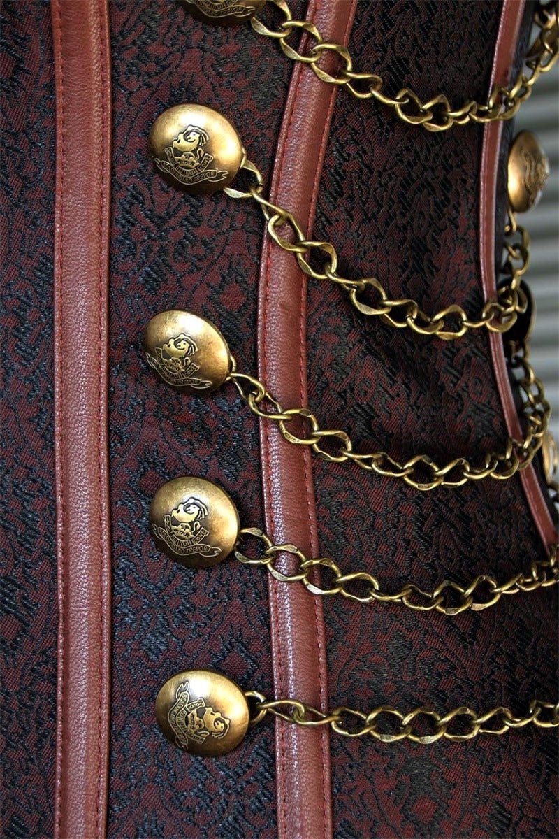 European Medieval Ornate Brocade Gothic Lock Corset - Elegant Gothic Revival Corset for Cosplay - Coscosmos