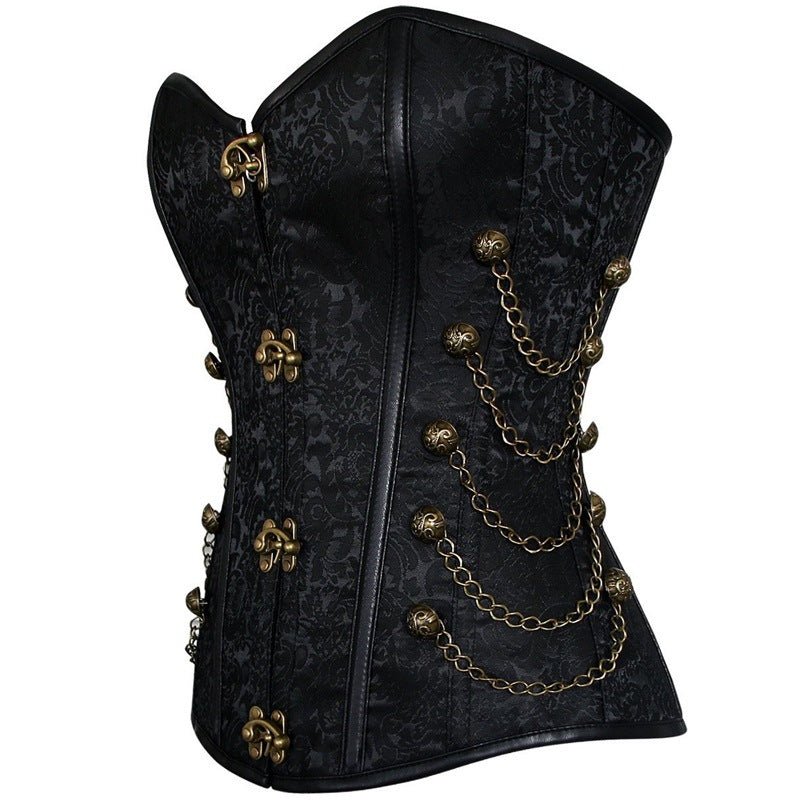 European Medieval Ornate Brocade Gothic Lock Corset - Elegant Gothic Revival Corset for Cosplay - Coscosmos