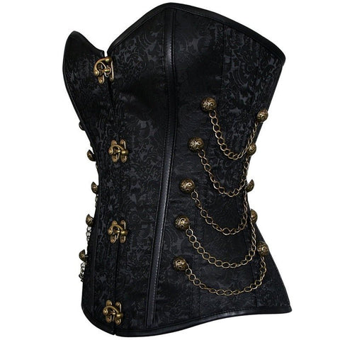 European Medieval Ornate Brocade Gothic Lock Corset - Elegant Gothic Revival Corset for Cosplay - Coscosmos