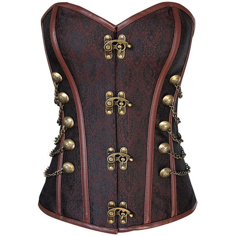 European Medieval Ornate Brocade Gothic Lock Corset - Elegant Gothic Revival Corset for Cosplay - Coscosmos