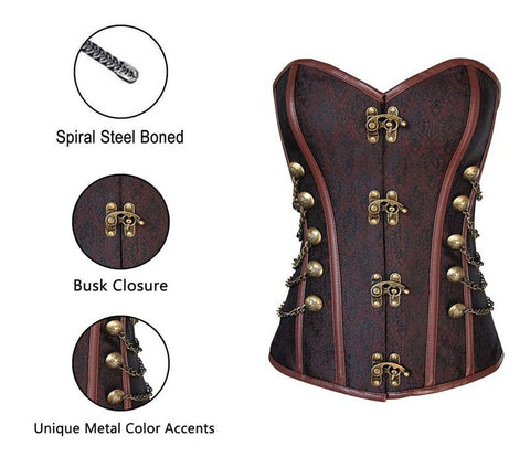 European Medieval Ornate Brocade Gothic Lock Corset - Elegant Gothic Revival Corset for Cosplay - Coscosmos