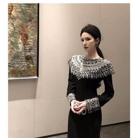 European Southeast Asia Wholesale 2025 Women's Ethnic Style Heavy Work Nail Drill Long Sleeve Dress Fashion Cosplay Costume - Coscosmos