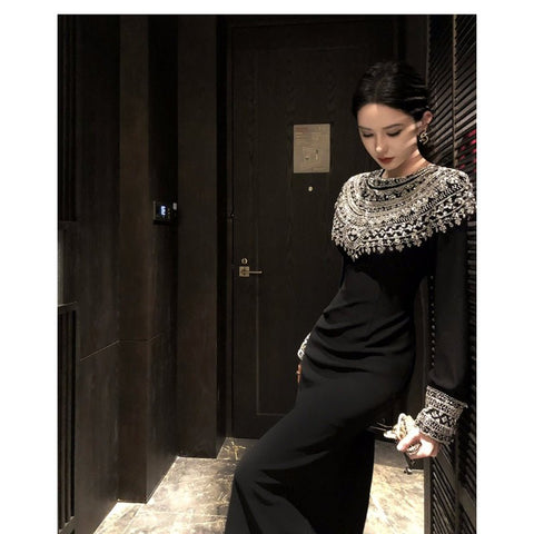 European Southeast Asia Wholesale 2025 Women's Ethnic Style Heavy Work Nail Drill Long Sleeve Dress Fashion Cosplay Costume - Coscosmos