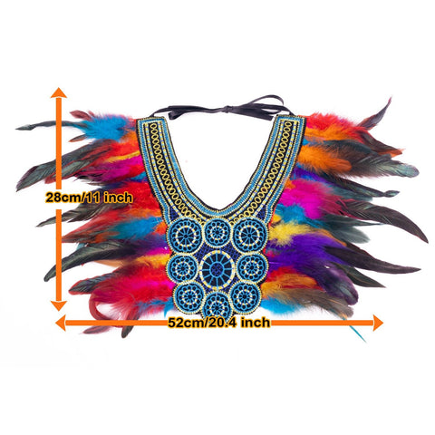 European/American Lace Feather Exaggerated Collar Cape Halloween Costume - Exaggerated Lace Feather Collar - Coscosmos