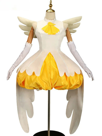 Cardcaptor Sakura Sakura Kinomoto Cosplay Costume, Yellow & White Battle Outfit