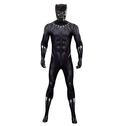 DC Black Panther Jumpsuit Cosplay Costume Suit with Mask for Men - Halloween Bodysuit