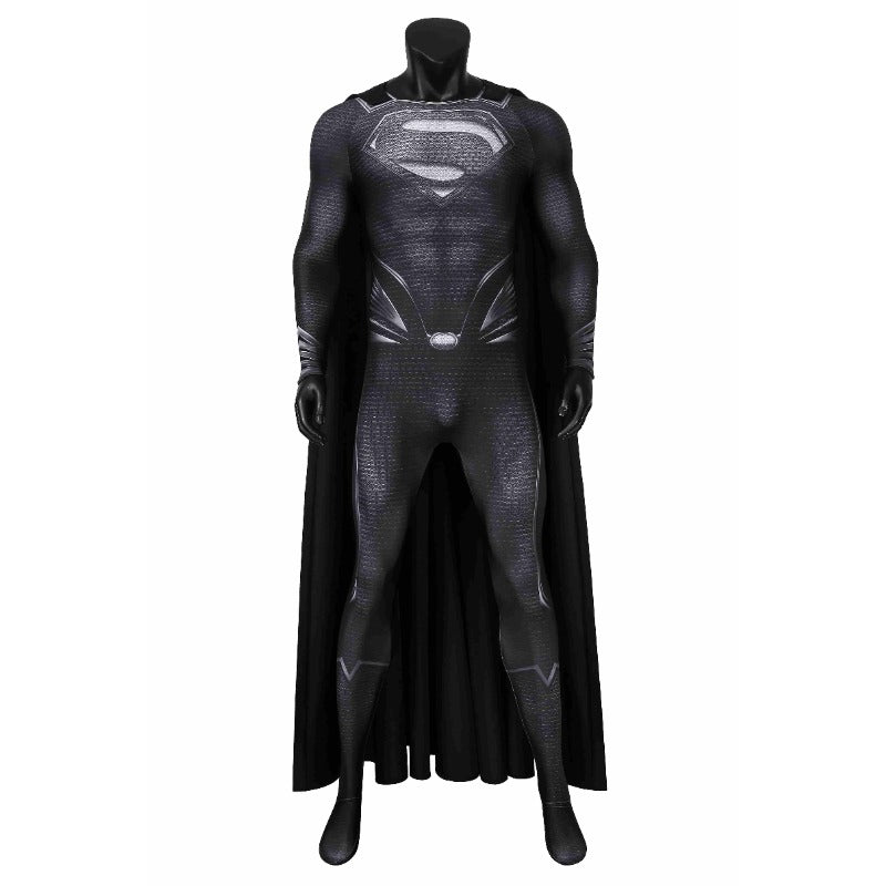 Justice League Man of Steel Superman Clark Kent Black Cosplay Costume for Kids & Adults