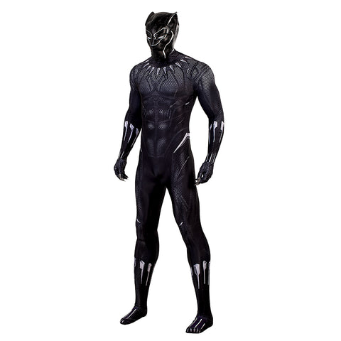 DC Black Panther Jumpsuit Cosplay Costume Suit with Mask for Men - Halloween Bodysuit