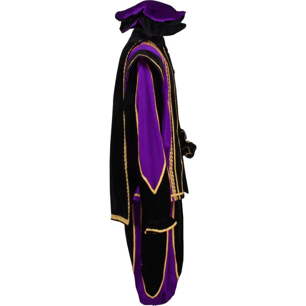 Black Peter Cosplay Costume for Men - Traditional Tudor Velvet Festival Outfit with Ball Gown