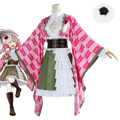 Anime Demon Slayer Mitsuri Kanroji Anniversary Cosplay Costume Set