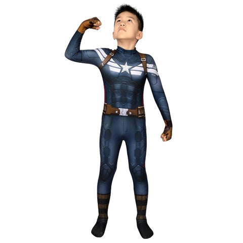 Kids Captain America Suits Winter Soldier Edition 3D Printed Cosplay Costume For Halloween