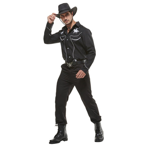 Factory Stock Western Cowboy Shirt Halloween Costume for Adult Drama and Bar Party - Coscosmos