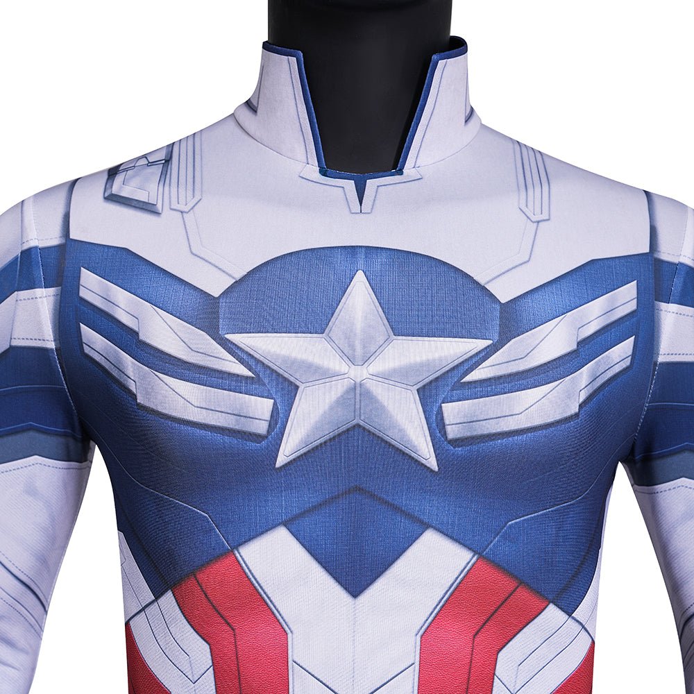 Falcon Captain America White Blue Suit - Movie Cosplay Costume - Coscosmos