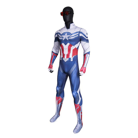Falcon Captain America White Blue Suit - Movie Cosplay Costume - Coscosmos