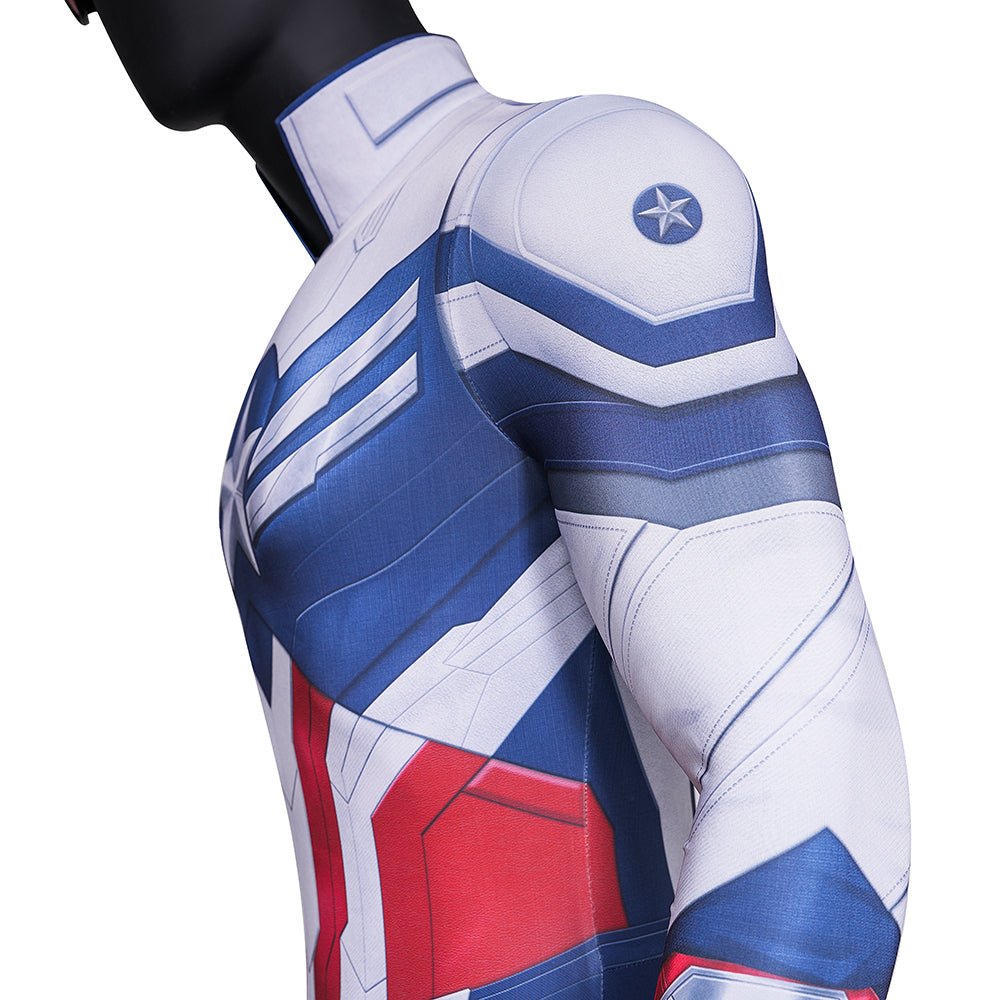 Falcon Captain America White Blue Suit - Movie Cosplay Costume - Coscosmos