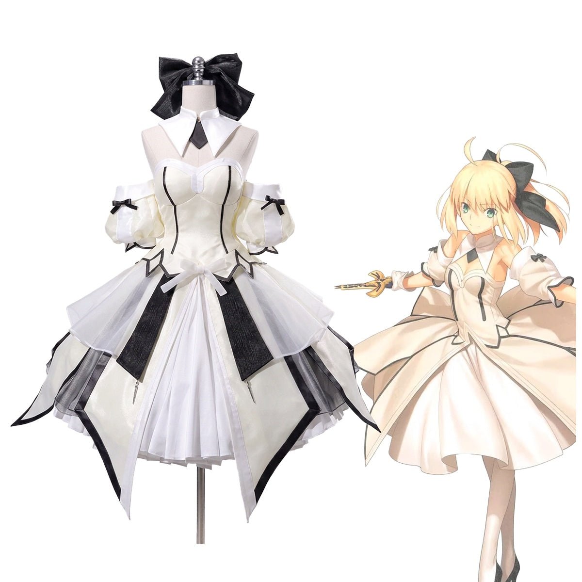 Fate/Grand Order Altria Pendragon (Saber Lily) Cosplay Costume, 1st & 2nd Ascension Outfit - Coscosmos