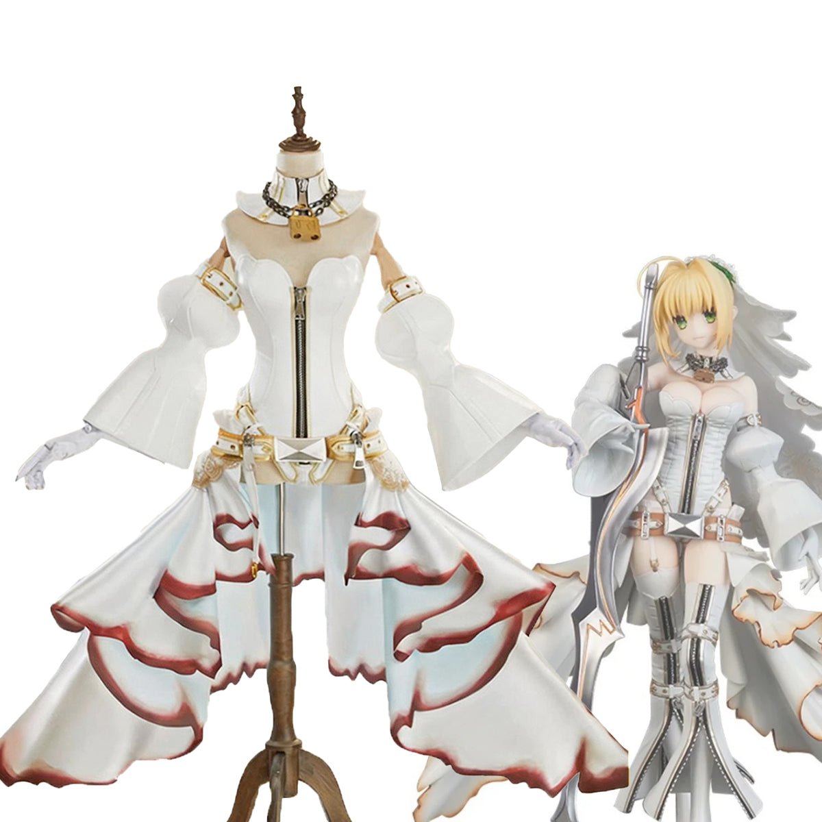 Fate/Grand Order Nero Claudius Bride Stage 2 Saber Heavy Industry Dress Cosplay Costume - Coscosmos