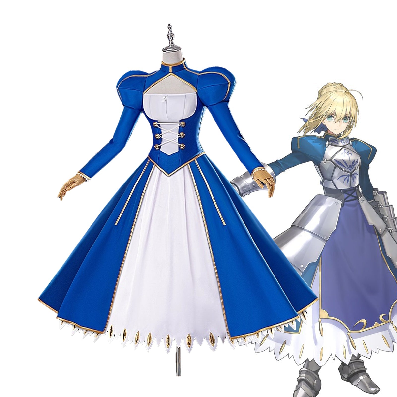 Fate/stay night Altria Pendragon Saber Cosplay Costume Full Set for Women FGO Outfit - Coscosmos