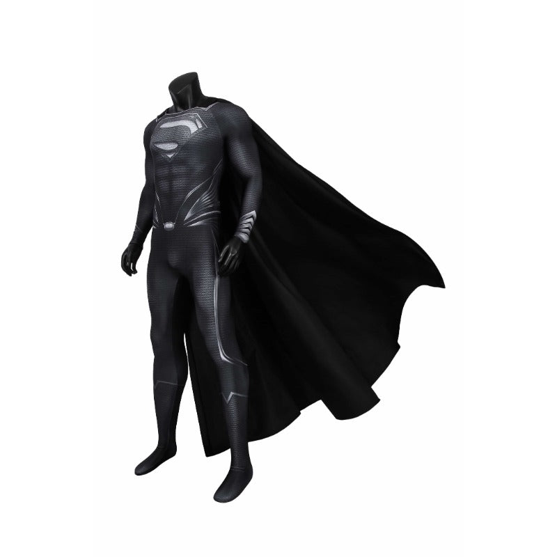 Justice League Man of Steel Superman Clark Kent Black Cosplay Costume for Kids & Adults