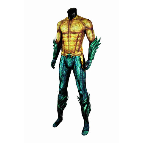 Arthur Curry Printed Golden Suit Cosplay Costume – Aquaman Justice League Costume