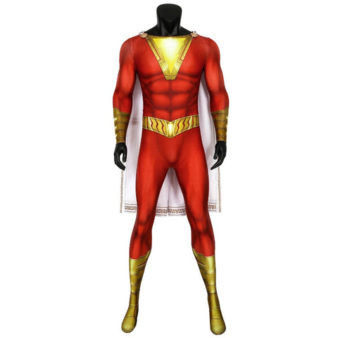 Shazam Billy Batson Captain Marvel Cosplay Costume Body-suit Zentai Tight Jump