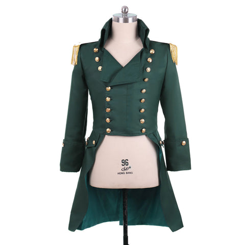 Men’s Colonial Green Military Coat - Victorian Regency Tailcoat | Hamilton Cosplay Jacket | Coscomos Medieval Series