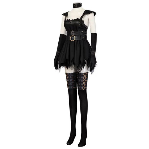 Female Miss Scissorhands Cosplay Outfit with Black Mini Skirt & Stockings from Edward Scissorhands Movie - Coscosmos