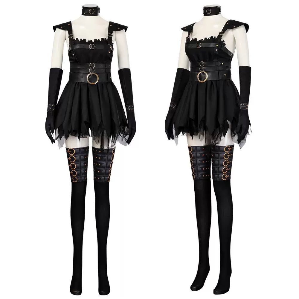 Female Miss Scissorhands Cosplay Outfit with Black Mini Skirt & Stockings from Edward Scissorhands Movie - Coscosmos