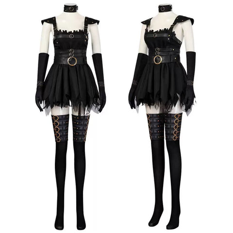 Female Miss Scissorhands Cosplay Outfit with Black Mini Skirt & Stockings from Edward Scissorhands Movie - Coscosmos