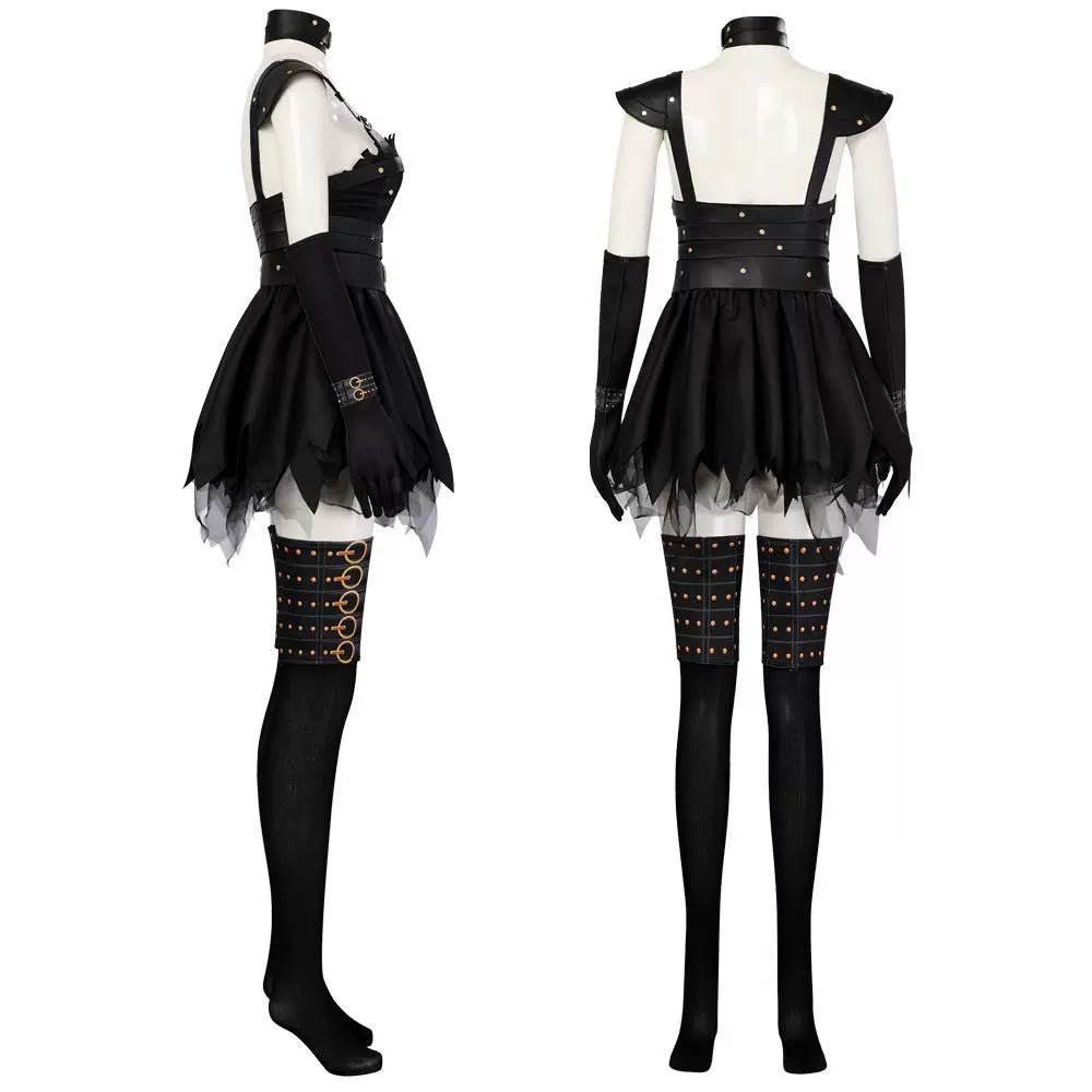 Female Miss Scissorhands Cosplay Outfit with Black Mini Skirt & Stockings from Edward Scissorhands Movie - Coscosmos