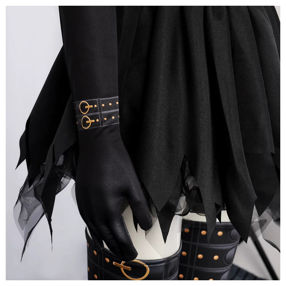 Female Miss Scissorhands Cosplay Outfit with Black Mini Skirt & Stockings from Edward Scissorhands Movie - Coscosmos