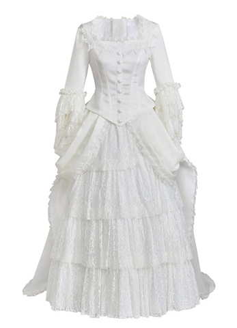 Victorian White Bridal Masquerade Gown | Christine Daae Cosplay Costume from The Phantom of the Opera