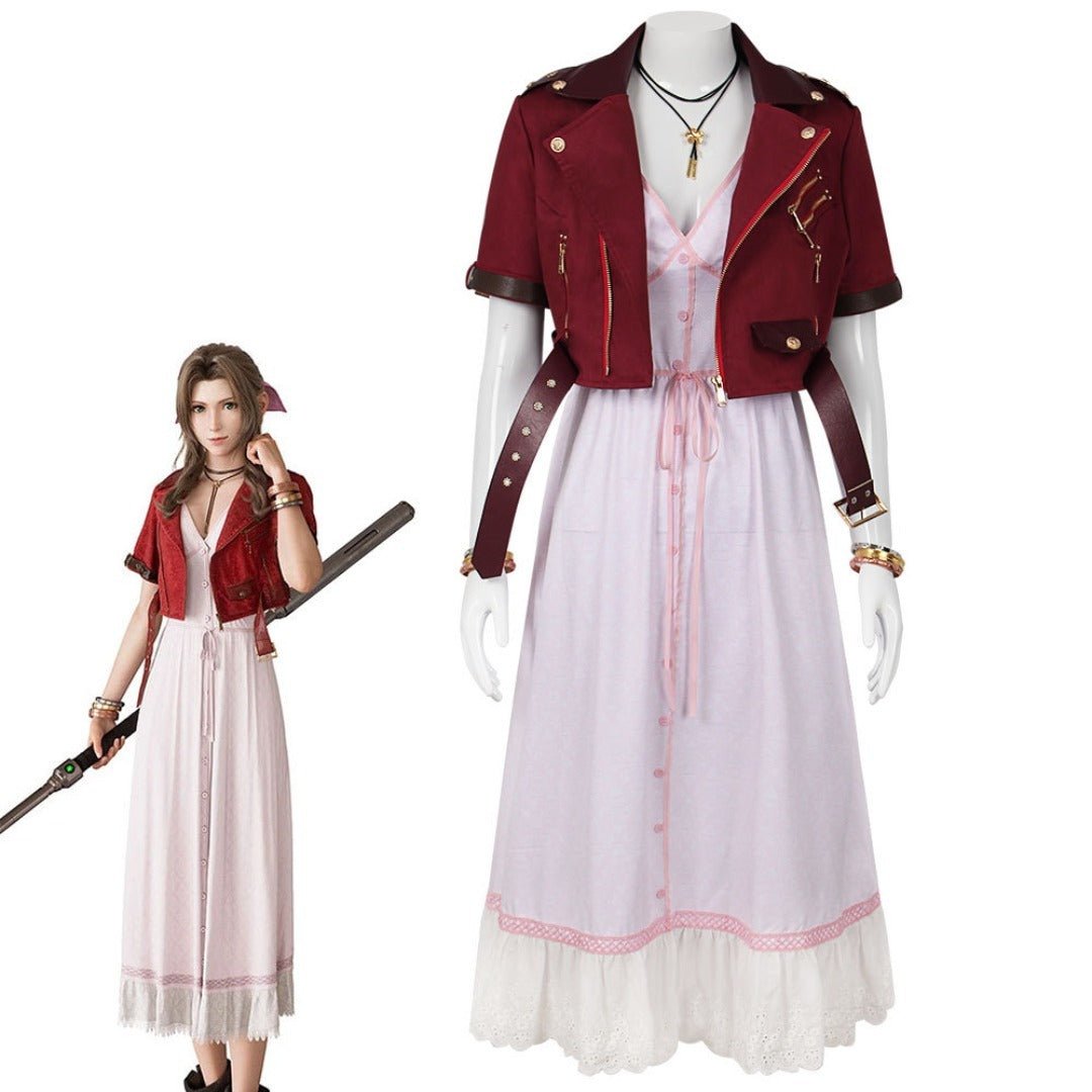 Final Fantasy VII Remake Aerith Gainsborough Cosplay Costume - High Quality Game Outfit - Coscosmos