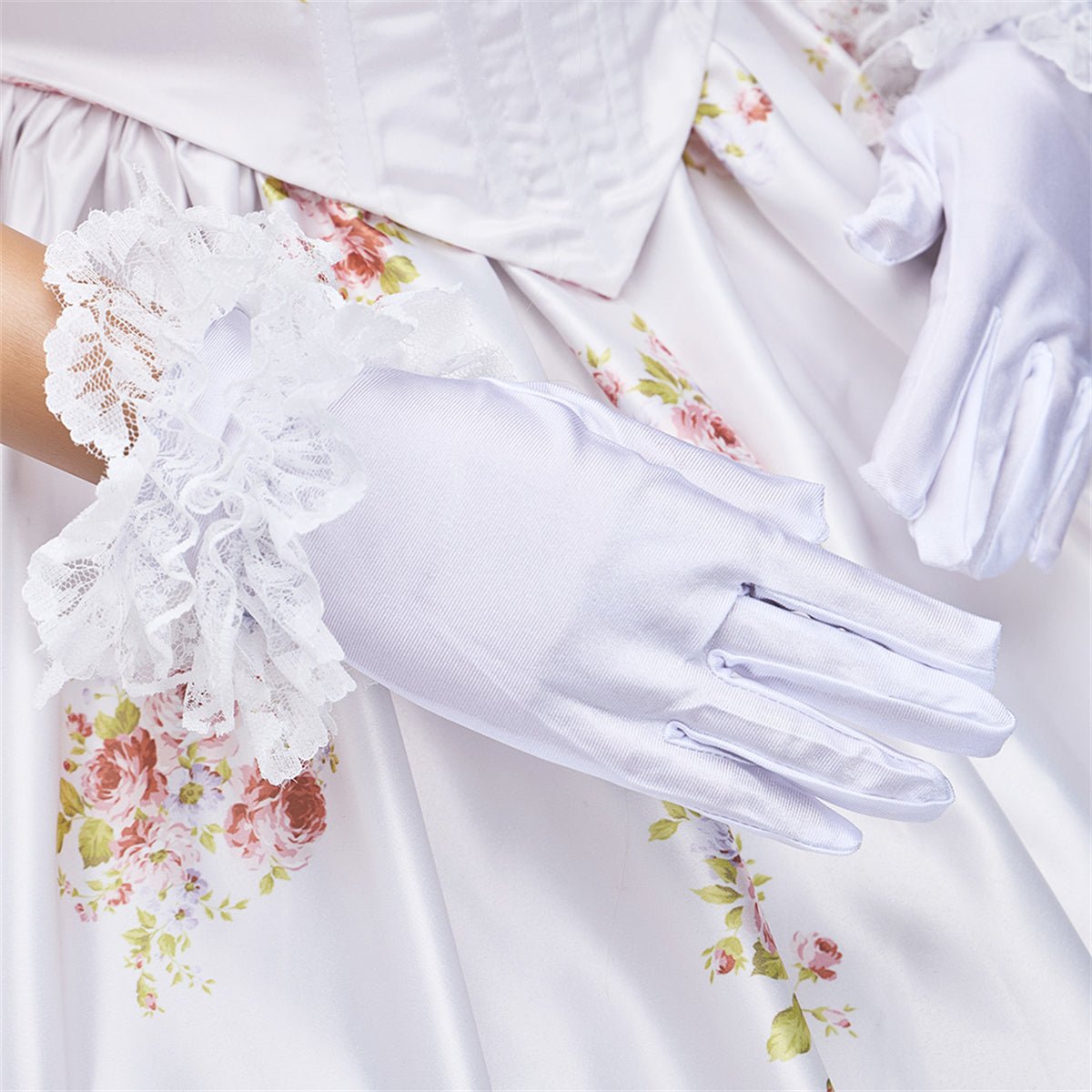 Flowers Prom Dress Puff Sleeve Ivory Evening Party Gowns Floor Length Dress Cosplay Costume - Coscosmos