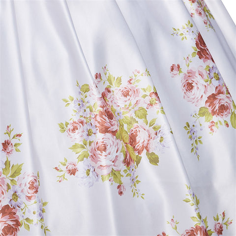 Flowers Prom Dress Puff Sleeve Ivory Evening Party Gowns Floor Length Dress Cosplay Costume - Coscosmos