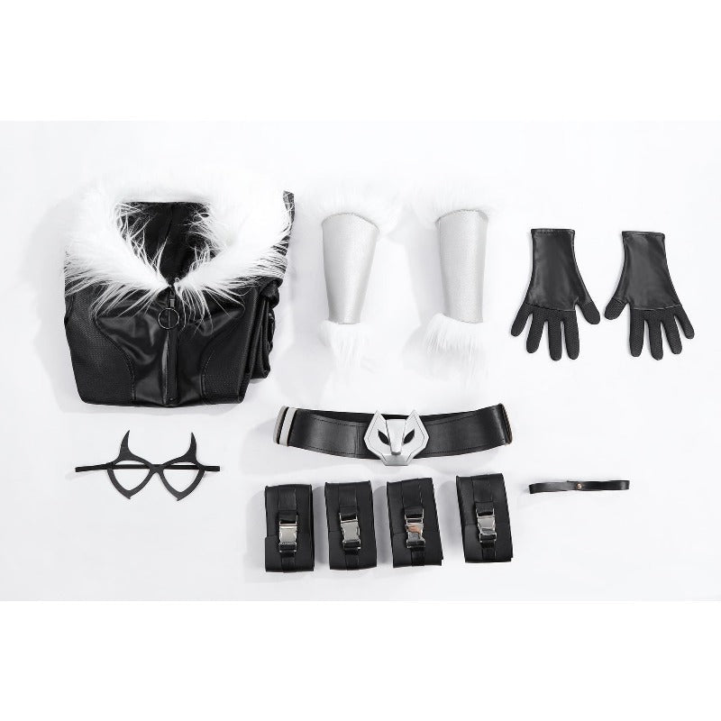 Fortnite Black Cat Cosplay Costume Full Set Game Skin Faux Leather Outfit - Coscosmos