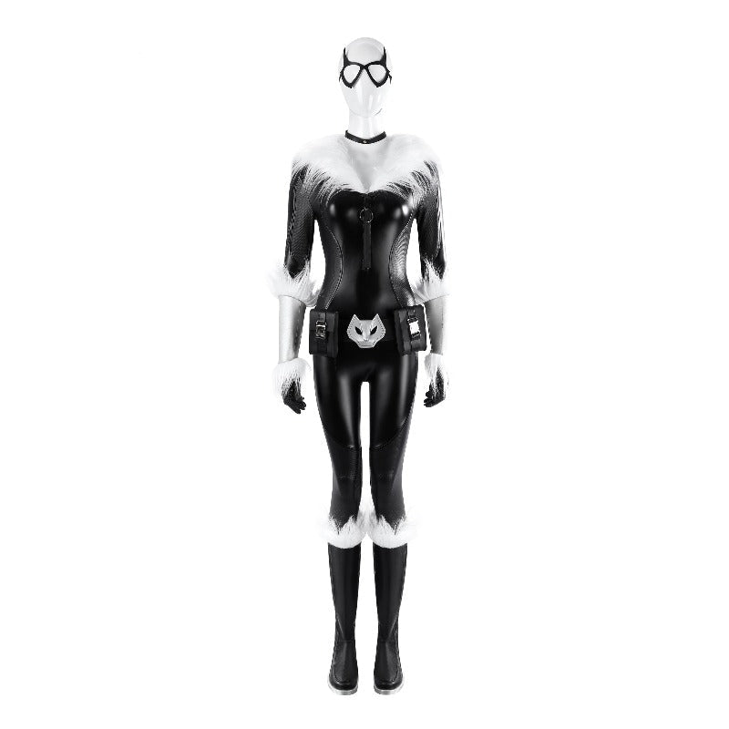 Fortnite Black Cat Cosplay Costume Full Set Game Skin Faux Leather Outfit - Coscosmos