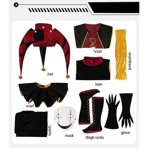 Freak Circus Cosplay Costume - Complete Pierrot Clown Halloween Outfit for Little P Game Cosplay - Coscosmos