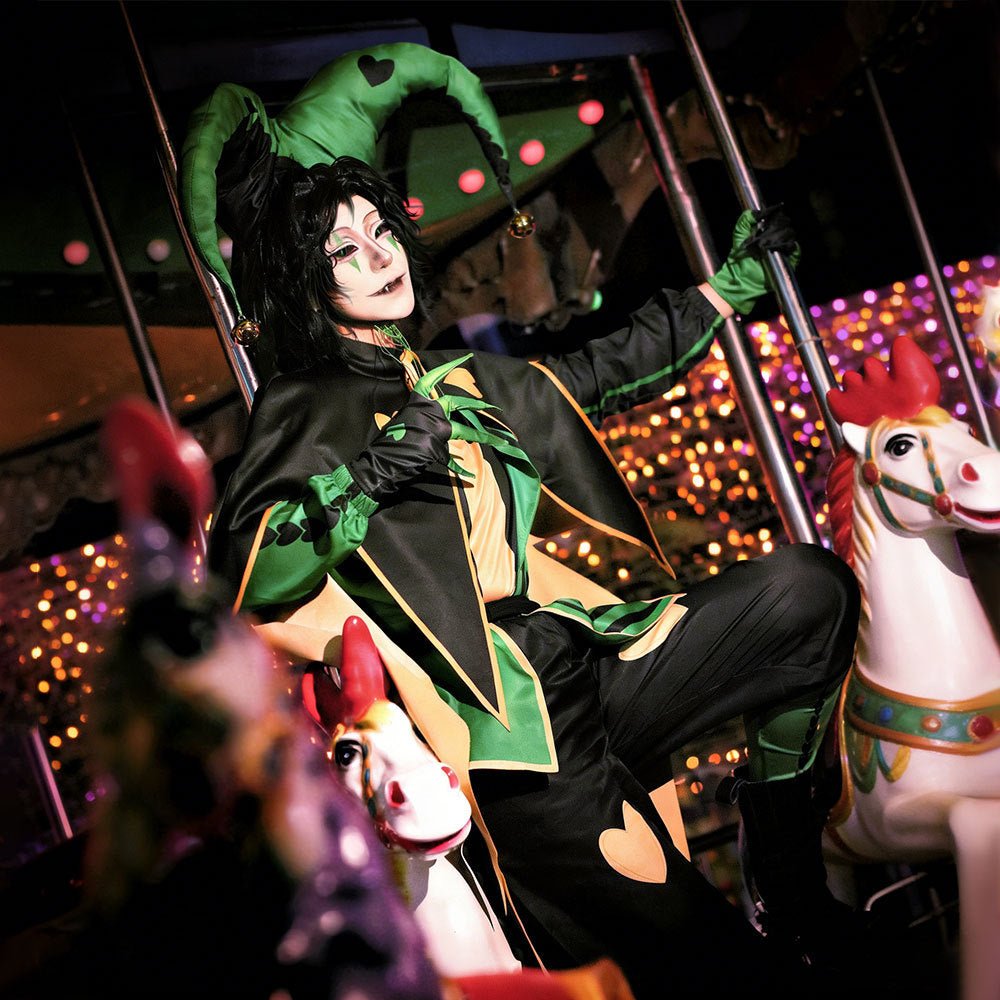 Freak Circus Harlequin Pierrot Full Cosplay Costume for Halloween Role Play - Coscosmos